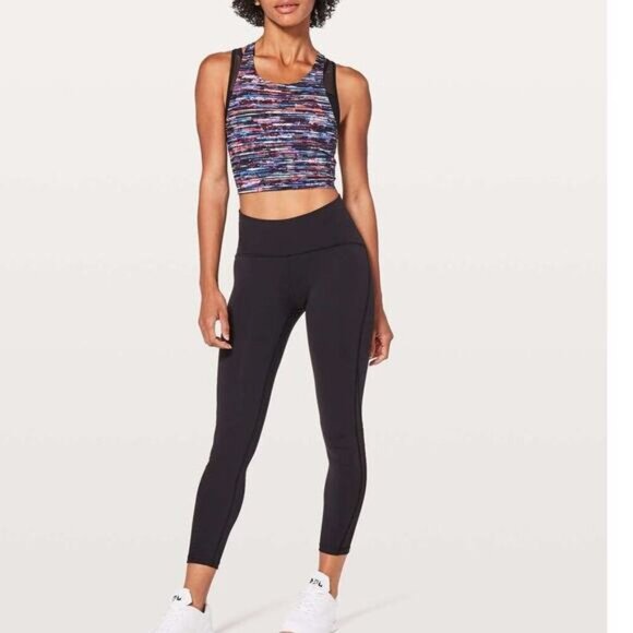 LULULEMON Break Free Tank Nulux Sz 4 Hinshu Alpine White Multi / Black - Picture 2 of 7